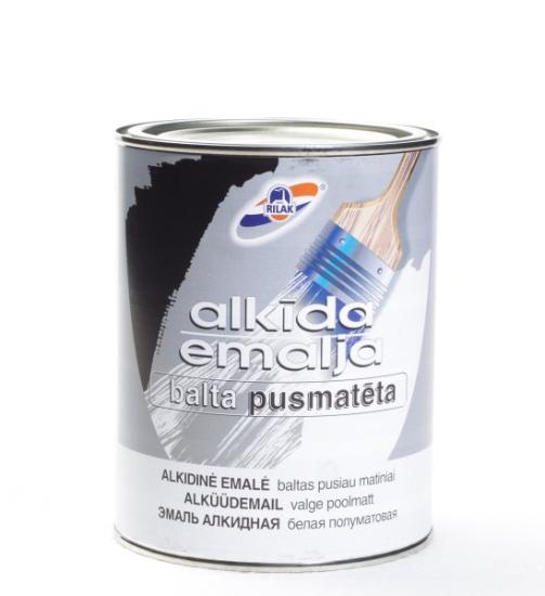 Prekės „Emalė alkidinė pusiau matinė balta  0,9 l“ paveikslėlis
