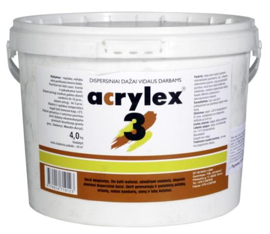 Prekės „Dažai vidaus darbams matiniai Acrylex-3 7,5 kg“ paveikslėlis