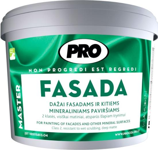 Prekės „Dažai fasadiniai visiškai matiniai PRO Fasada 10 l“ paveikslėlis