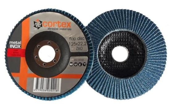 Prekės „Diskas lapelinis 125x22,2 mm P60 metalui Inox lenktas DŠL T29 ZA Cortex“ paveikslėlis