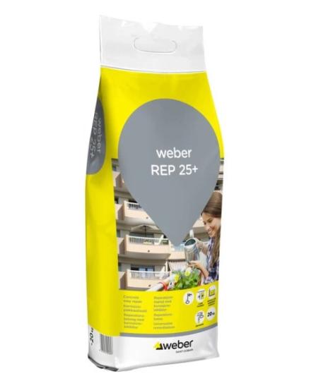 Prekės „Antikorozinis, tiksotropinis remontinis betonas weber REP 25+ 20 kg“ paveikslėlis
