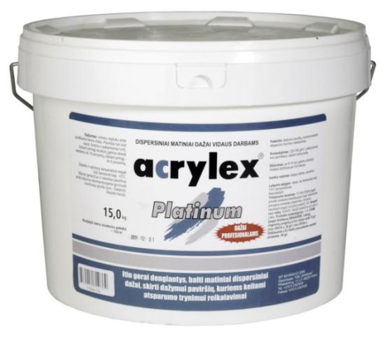 Prekės „Dažai vidaus darbams matiniai Acrylex-Platinum 4 kg“ paveikslėlis