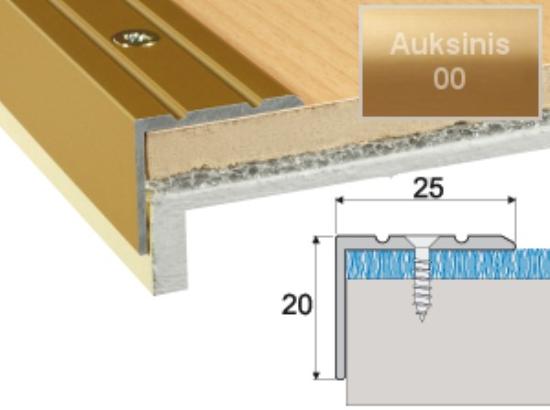 Prekės „Profilis laiptams A36 aukso spalvos imitacija 25 x 20 mm 1,8 m A36-00-180“ paveikslėlis