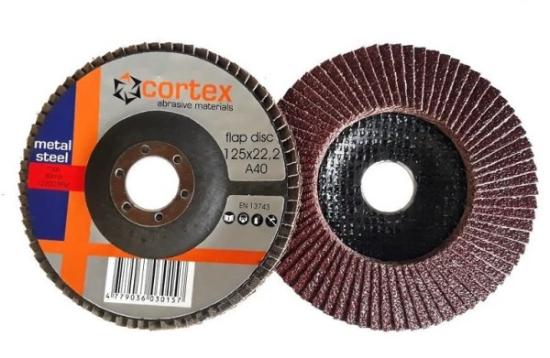Prekės „Diskas lapelinis 125 x 22,2 mm P40 lenktas Cortex“ paveikslėlis
