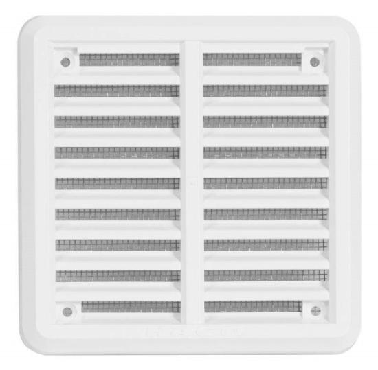 Prekės „Grotelės ventiliacinės plastikinės su tinkleliu 100 x 100 mm VM100100K Haco“ paveikslėlis