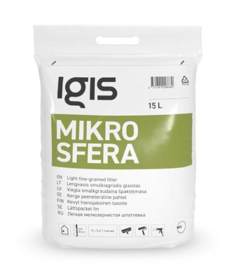 Prekės „Lengvas stambiagrūdis statybinis glaistas vidaus darbams IGIS Mikrosfera 15 L. Maišas“ paveikslėlis