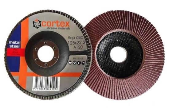 Prekės „Diskas lapelinis 125 x 22,2 mm P120 lenktas Cortex“ paveikslėlis