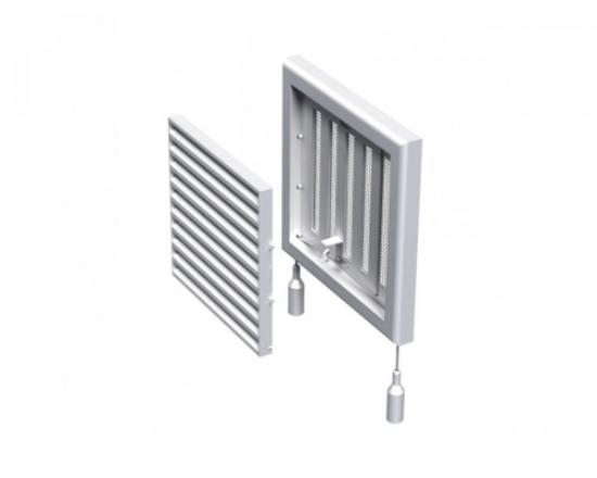 Prekės „Grotelės ventiliacinės su žaliuzi ir tinkleliu plastikinės 154 x 154 mm  MV100RS Vents“ paveikslėlis