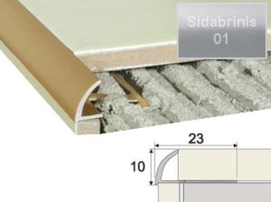 Prekės „Profilis plytelių užbaigimui A53-10-2500 sidabro spalvos imitacija 10 mm“ paveikslėlis