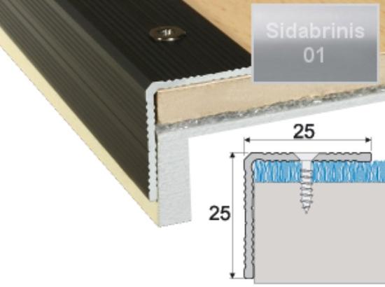 Prekės „Profilis laiptams A40 sidabro spalvos imitacija 25 x 25 mm 2,7 m A40-01-270“ paveikslėlis