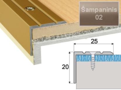 Prekės „Profilis laiptams A36 šampano spalvos imitacija 25 x 20 mm 0,9 m A36-02-090“ paveikslėlis