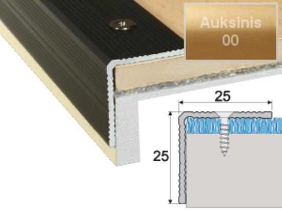 Prekės „Profilis laiptams A40 aukso spalvos imitacija 25 x 25 mm 2,7 m A40-00-270“ paveikslėlis