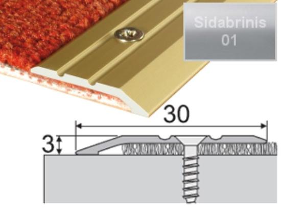 Prekės „Profilis grindų sujungimui A01 30x3mm 270cm sidabro spalva“ paveikslėlis