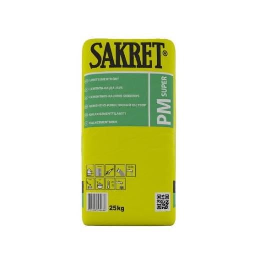 Prekės „Mūro-tinko mišinys, cementinis-kalkinis SAKRET PM Super, 25 kg“ paveikslėlis