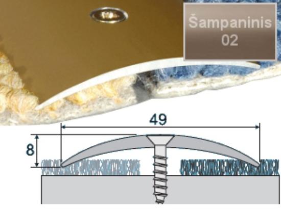 Prekės „Profilis grindų sujungimui A04 49x8mm 270cm šampano spalva“ paveikslėlis