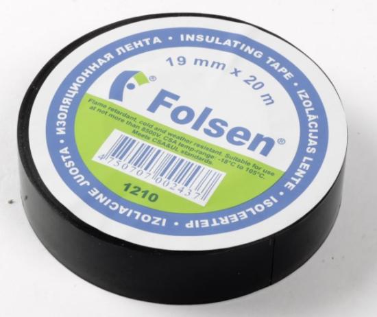 Prekės „Juosta izoliacinė 19 mm x 33 m juoda FOLSEN“ paveikslėlis