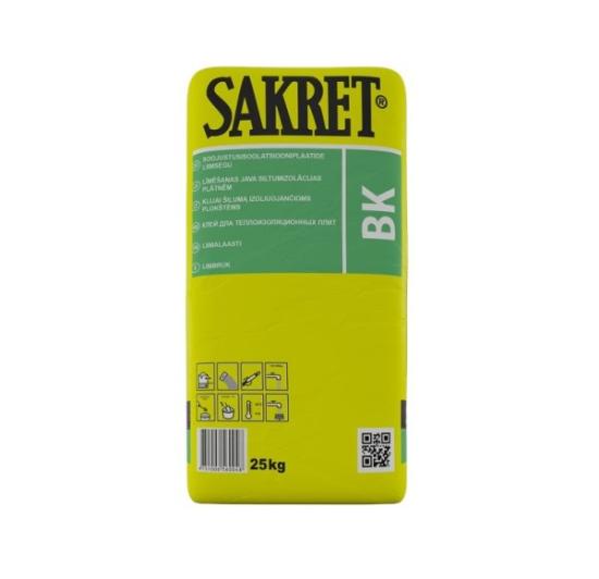 Prekės „Cementiniai klijai šilumą izoliuojančioms plokštėms SAKRET BK, 25 kg“ paveikslėlis