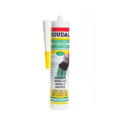 Prekės „Hermetikas Soudal Acryrub, dažomas, baltas, 310 ml“ paveikslėlis