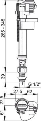 Prekės „Klozeto bakelio mechanizmas apatinio pripylimo ALCAPLAST 1/2" A17“ paveikslėlis