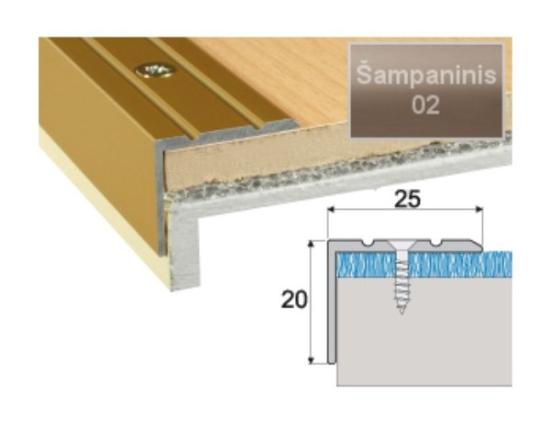 Prekės „Profilis laiptams A36 180cm 25x20mm šampano spalvos“ paveikslėlis