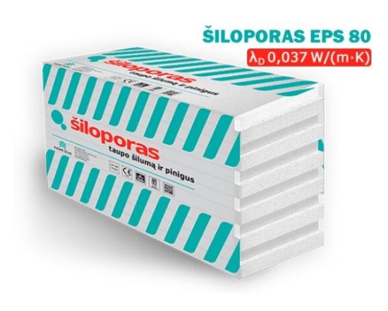 Prekės „Polistirenas, šiloporas EPS 80/5 50x1000x1000 mm“ paveikslėlis