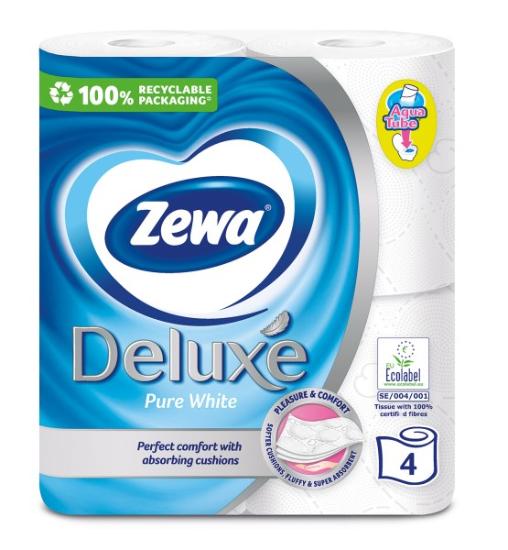 Prekės „Popierius tualetinis Deluxe pure Zewa 4 vnt“ paveikslėlis