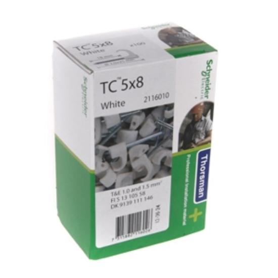 Prekės „Apkaba laidų tvirtinimui balta TC 5 x 8 mm 100 vnt Thorsman“ paveikslėlis