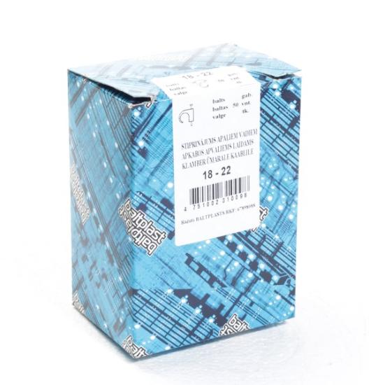 Prekės „Apkaba laidų tvirtinimui balta 18 x 22 mm 50 vnt Baltplasts“ paveikslėlis