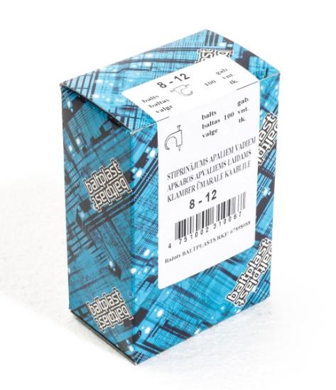 Prekės „Apkaba laidų tvirtinimui balta 8 x 12 mm 100 vnt Baltplasts“ paveikslėlis