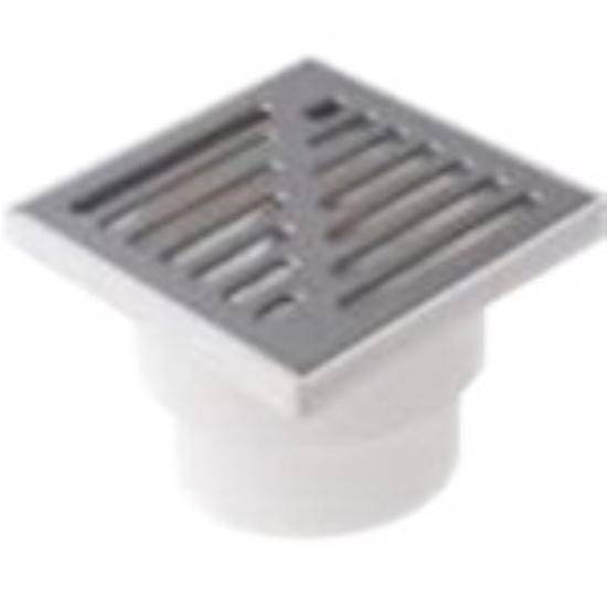Prekės „Trapas vandens nubėgimo Ø 110 mm metalo grotelėmis 150 x 150 mm pilkas reguliuojamas“ paveikslėlis