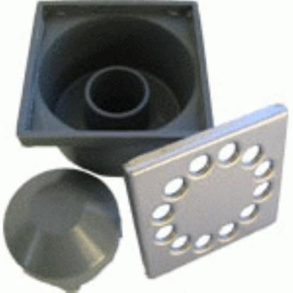 Prekės „Trapas vandens nubėgimo Ø 50 mm metalo grotelėmis 100 x 100 mm pilkas“ paveikslėlis