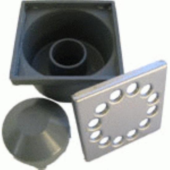 Prekės „Trapas vandens nubėgimo Ø 50 mm metalo grotelėmis 100 x 100 mm pilkas“ paveikslėlis