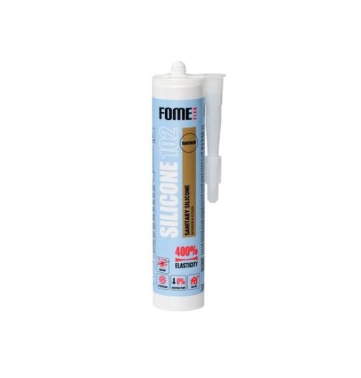 Prekės „Silikoninis hermetikas FOME FLEX SILICONE 102, 310 ml, skaidrus, sanitarinis“ paveikslėlis